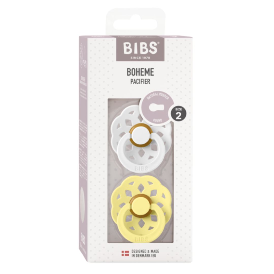 BIBS dug Boheme 2-pak 6-18m Hvid/ Sunshine