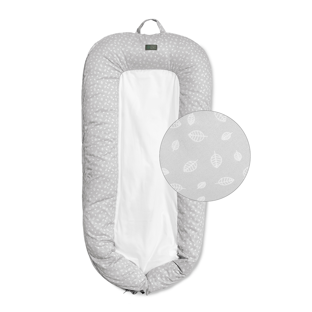 Vinter & Bloom babynest Nordic Leaf Calm Grey