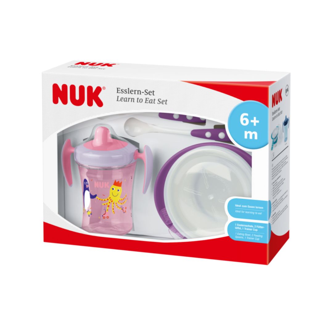 NUK Lær at spise-sæt Pink/Lilla 6m