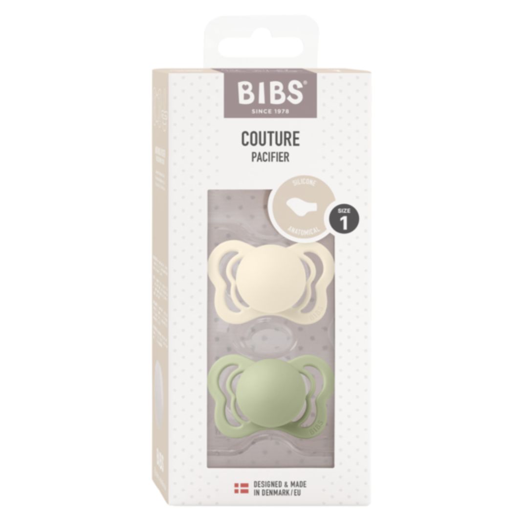 BIBS-sut Couture 2-pak silikone 0-6m Ivory/Sage