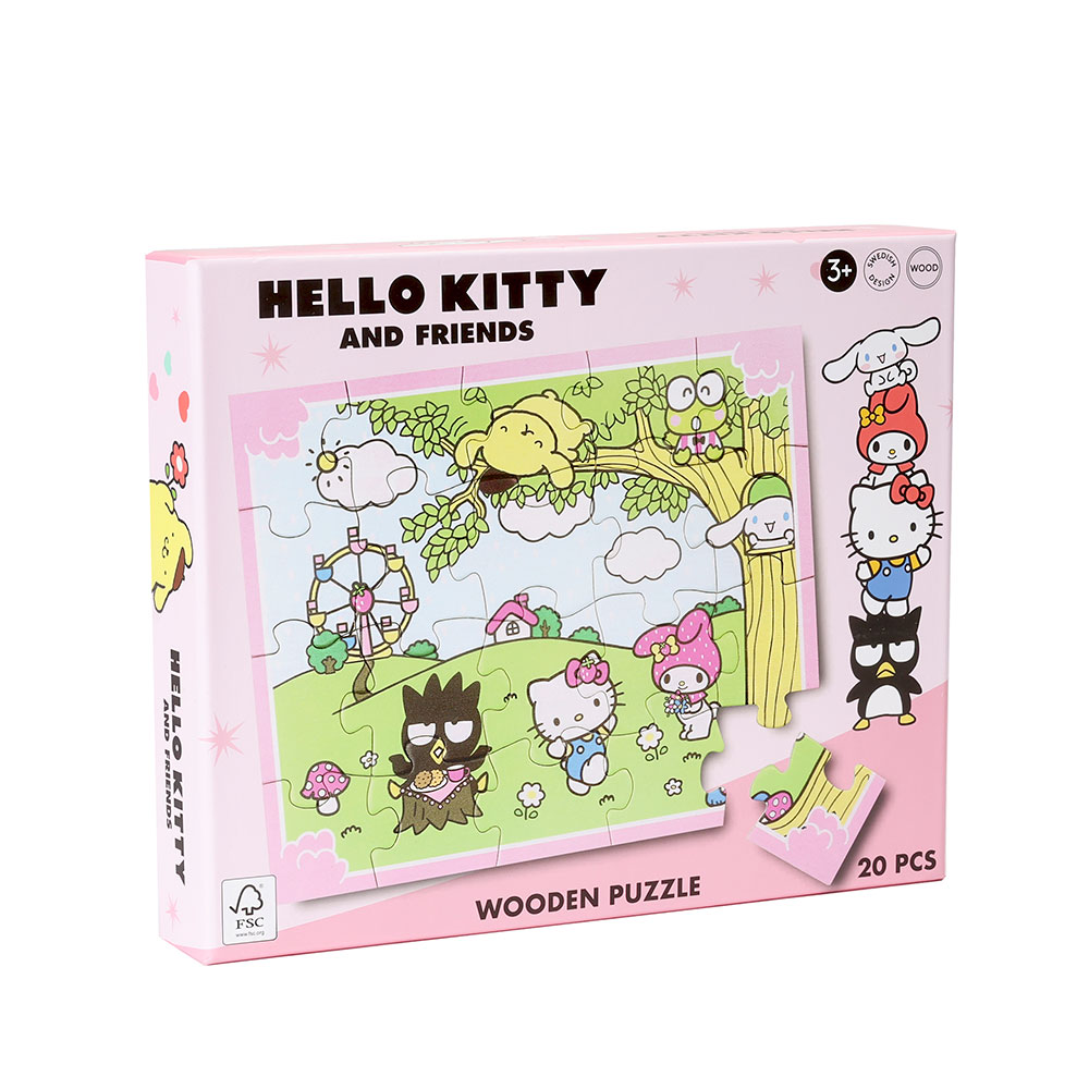 Hello Kitty-puslespil i træ med 20 brikker