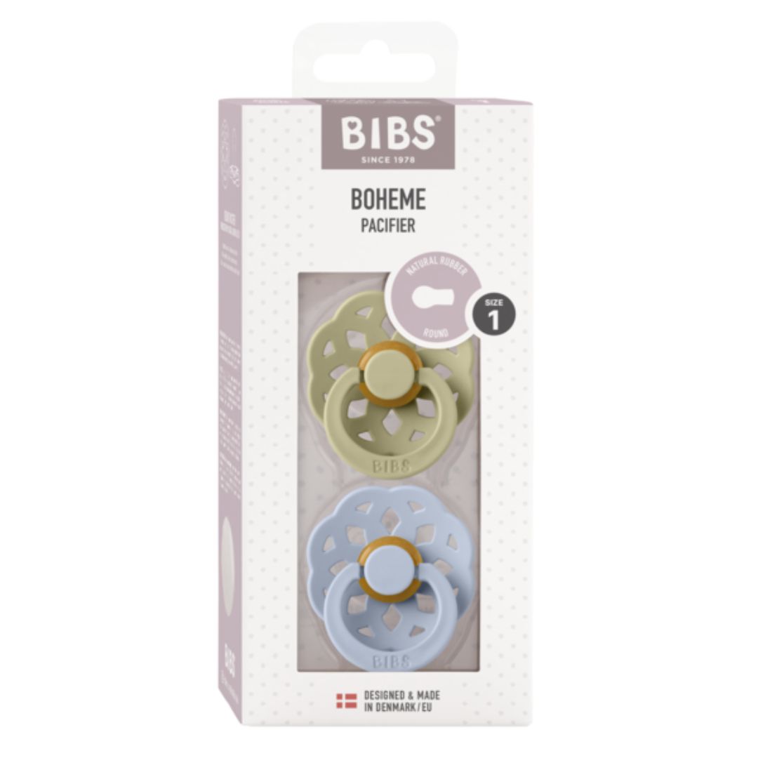 BIBS-sut Boheme 2-pak 0-6m Khaki/Støvblå