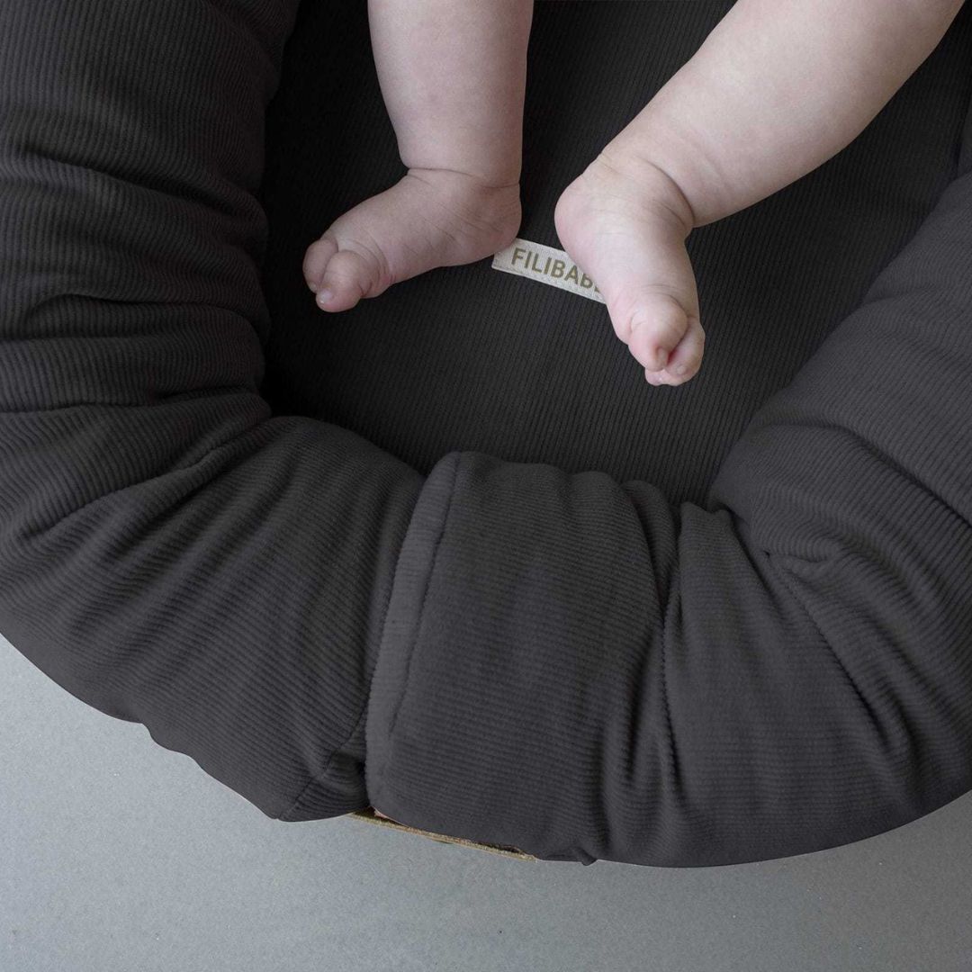 Filibabba Baby Nest - Fløjl Stone grey